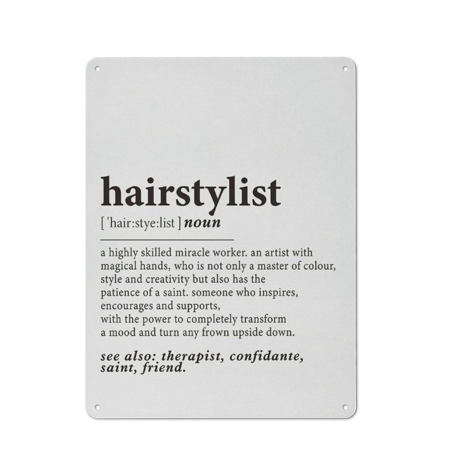 Acdoet Tin-07 Rustic Metal Tin Sign Hairstylist Definition Print Wall Art Hair Salon Decor Hairstylist Painting Poster Dictionary Artwork Hair Stylist Gift 12X16 Inch