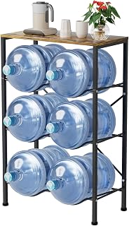5 Gallon Water Jug Holder, 4-Tier 6-Tray Heavy Duty Gallon Water Jug Stand with Top Shelf 5 gallon Water Bottle Holder 5 Gallon Water Jug Stand for Home Kitchen Living Room Office, Black
