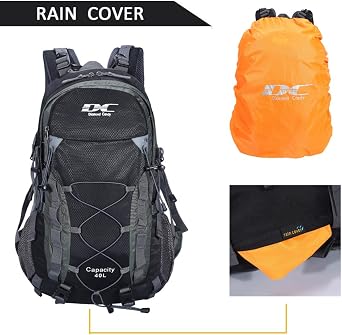 Diamond Candy 40L Hiking Backpack Waterproof Daypack for Men and Women | Large Capacity, Camping & Travel, Breathable Mesh Back, Multiple Pockets, Adjustable Straps
