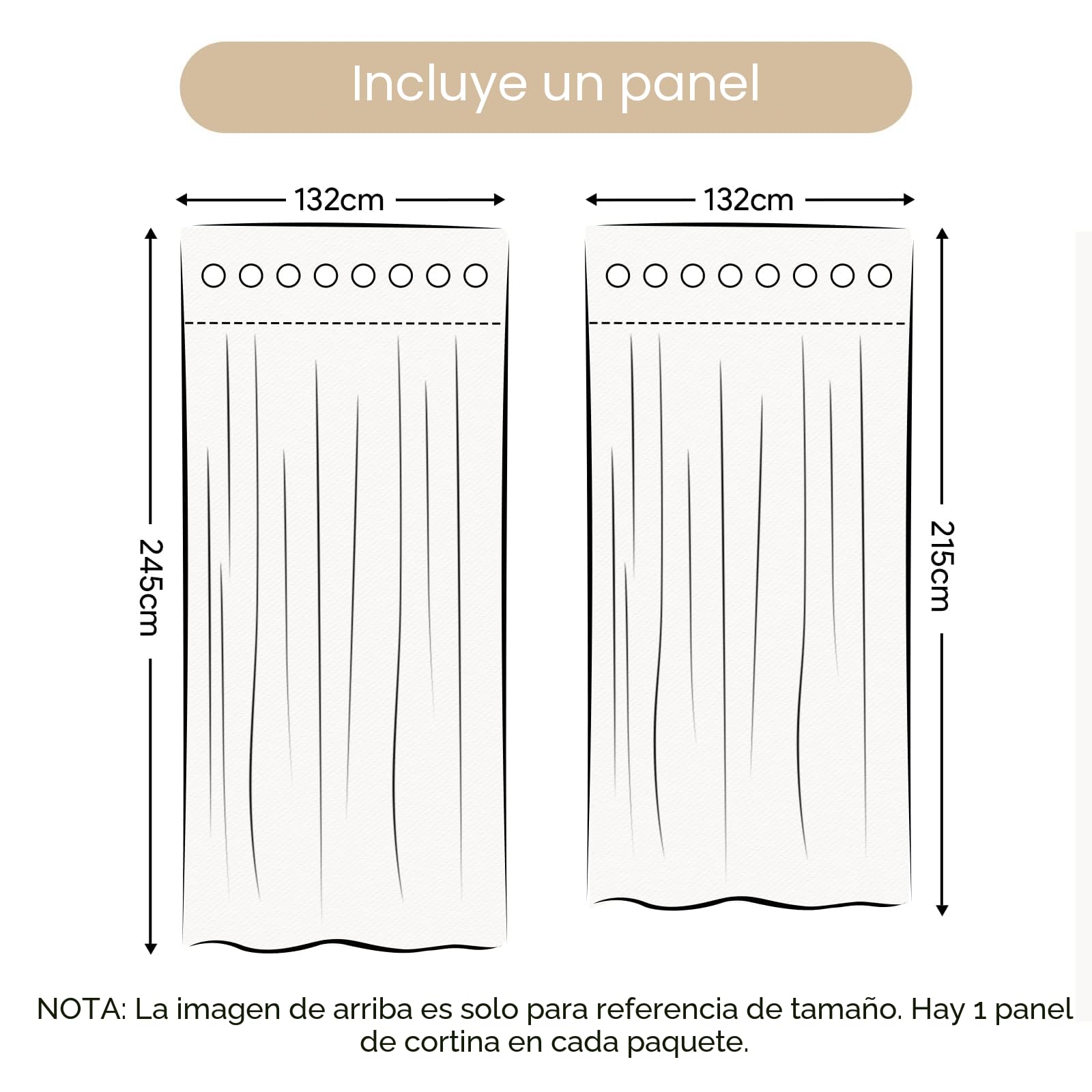 Cortina para Exteriores Impermeable con Anillos, Adecuada para Balcones, Pérgolas y Terrazas (132 * 245 cm, Beige)