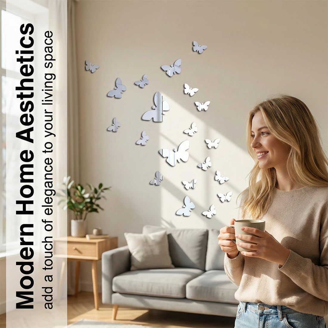 36 sztuk motyle 3D lustro trójwymiarowe akrylowe zdejmowane naklejki ścienne DIY dekoracja ścienna do domu/hotelu/salonu/sypialni/kuchni/pokoju dziecięcego