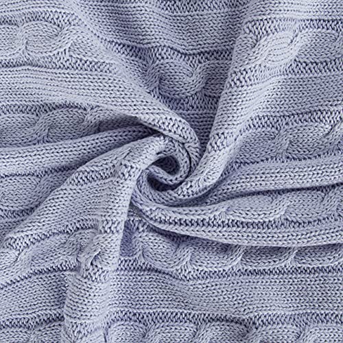 Image of NTBAY 100% Pure Cotton Cable Knit Toddler Blanket, Super Soft Warm Breathable 30x40 Baby Blanket for Crib, Stroller, Nursery, Travel, Newborn, 30x40 Inches, Light Purple
