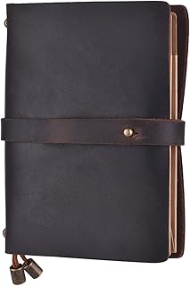 KKcare Diário de viagem portátil diário de couro caderno de escrita de couro recarregável alinhado grade em branco papel bloco de notas de negócios presente para estudantes artistas viajantes pessoa de negócios