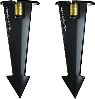 9" Outdoor Light Fixture Stake in Black Finish - Solid Brass Thread and Side Wireway for Easy Installation | Made of Non Corrosive PVC and Brass Threads (2/PK)