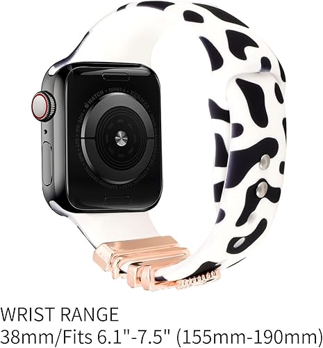 Miniatura 6 de Shesyuki Banda de reloj impresa con dijes compatible con Apple Watch 38mm 40mm 41mm 42mm 44mm 45mm 49mm, banda de silicona suave impresa y aros