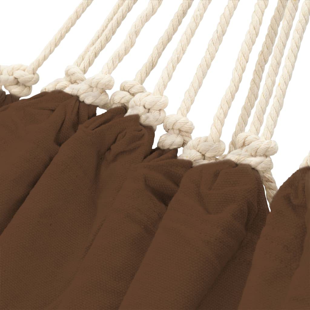 Hamak XL 260 x 150 cm, brązowy, z bawełny i poliestru, z mocowaniem na stelaż, do ogrodu, na balkon, taras, do relaksu na świeżym powietrzu, maks. 200 kg