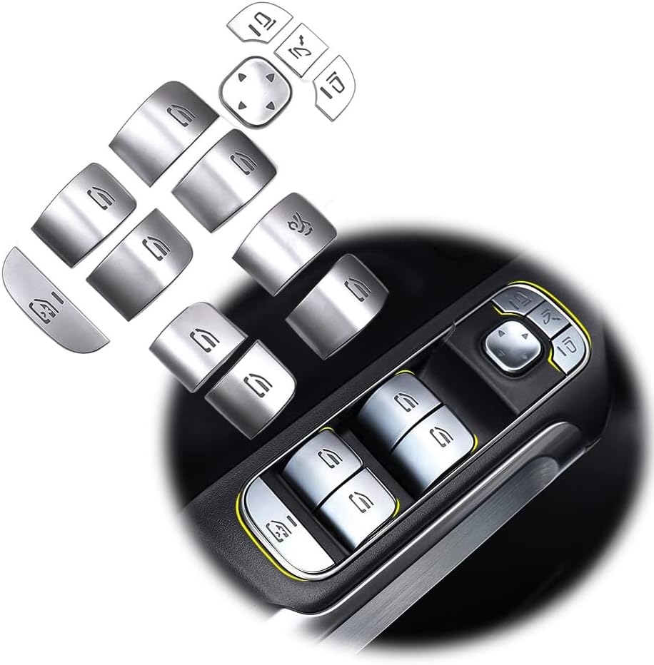 Angelguoguo 13 pieces/set Car Door Window Glass Lift Button Switch Trim Sticker For Mercedes Benz A B GLA GLB CLA Class W177 W247 H247 X247 C118 2019+