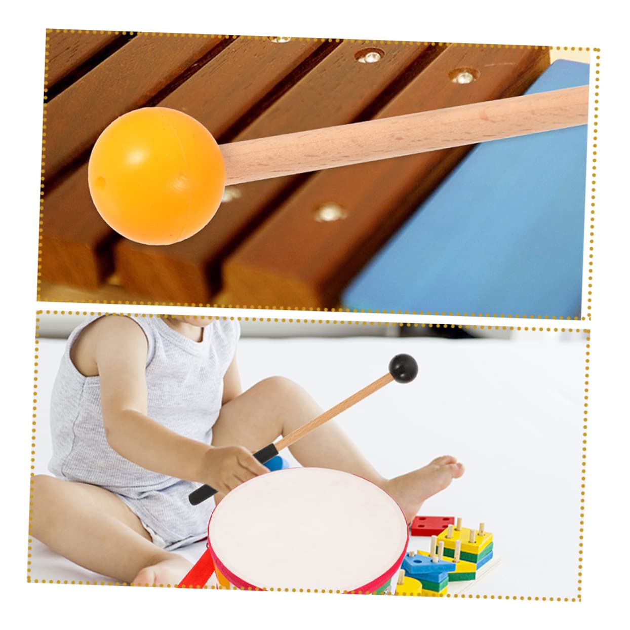 ibasenice 6pares Mallets De Percusión Para De Lengua Accesorio Musical Resistente y Duradero Para Xilófono y Marimba Para Actuaciones Escenario