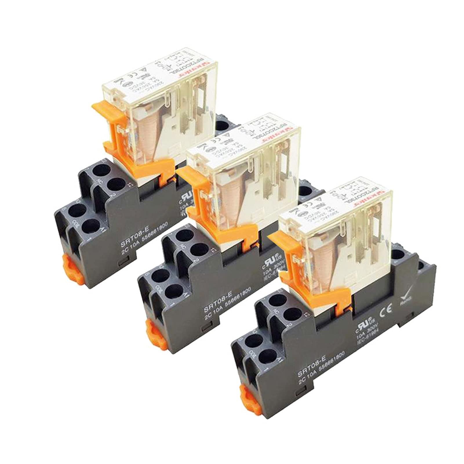 Relaisspule General Mini elektromagnetischer Relaisschalter mit Sockel AC 220 V DC 12 V 24 V 220 V 5/8 Pins Ersatzteile(Color:8pins Dc24v)