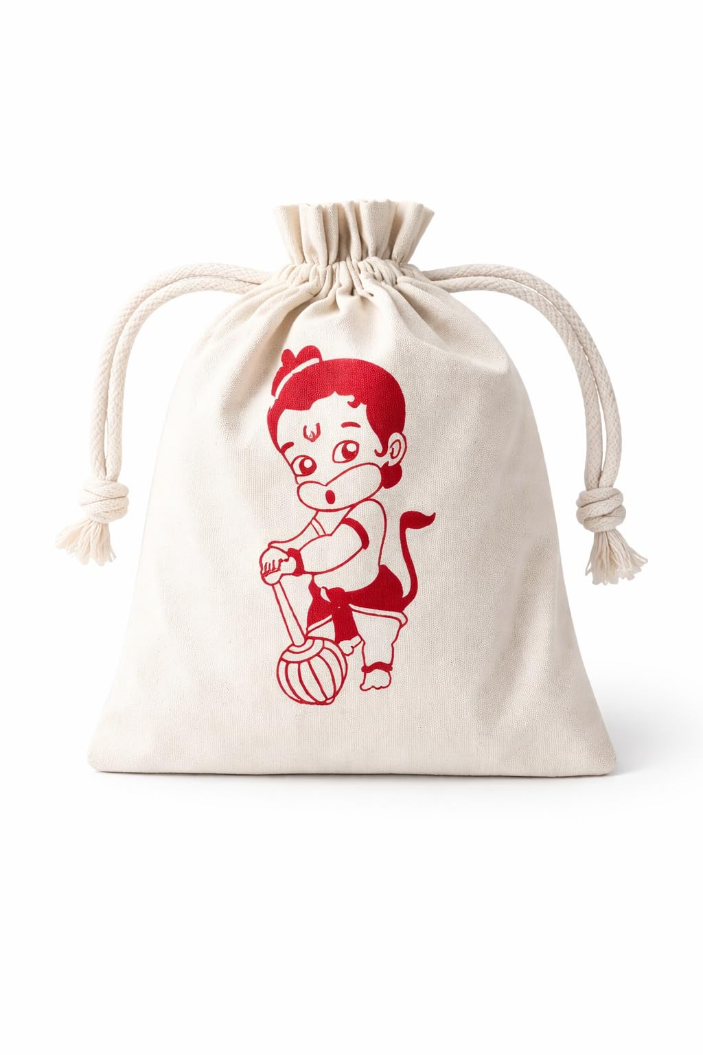 Handmakers Red Hanuman Print Canvas Potli Bags 7 * 9 inch (30)-picture-17