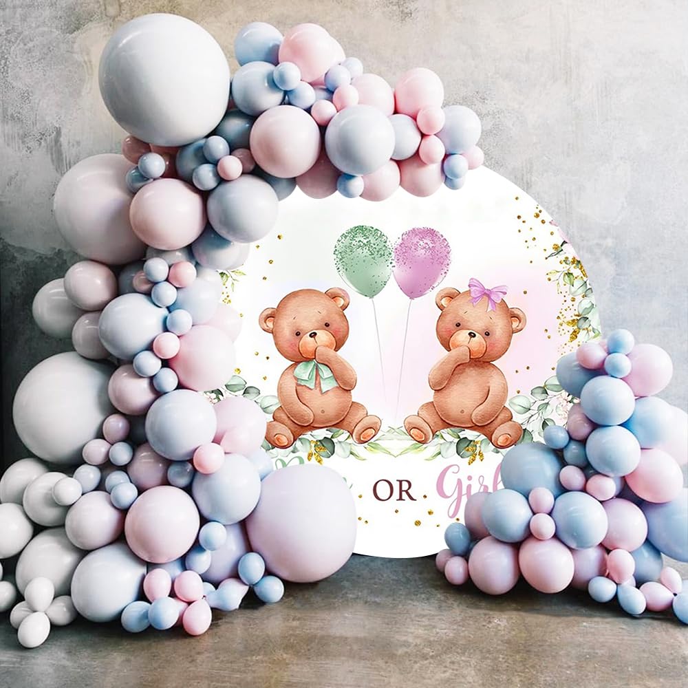 Décoration Fond Photo Baby Shower Round Boy Or Girl - Toile De Fond Pour Fête