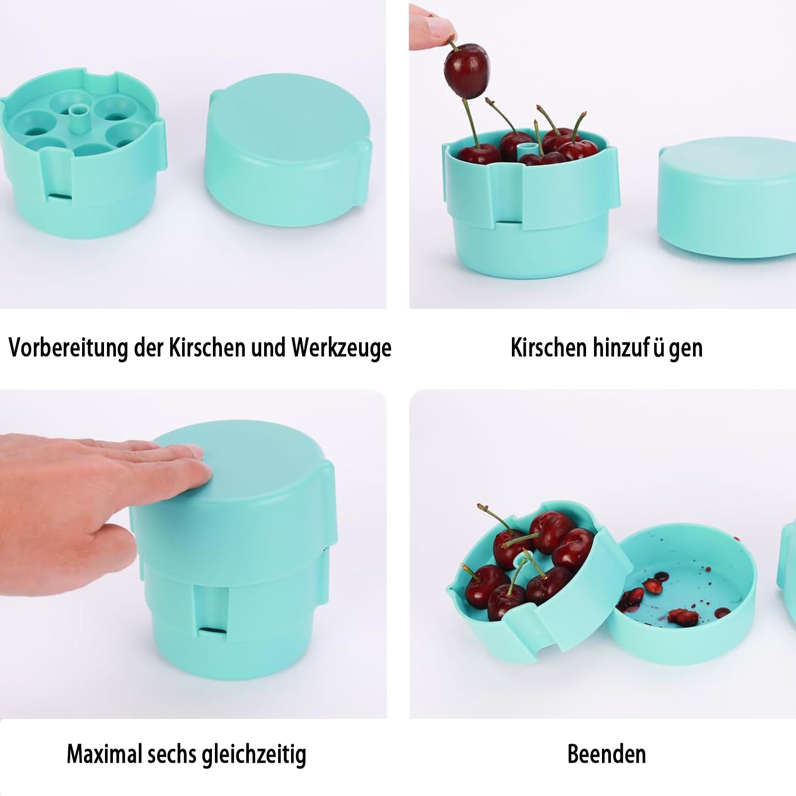 Kirschenentsteiner Manuell - Entkernter Mit Auffangbehälter - Für Kirschen, Oliven & Pflaumen