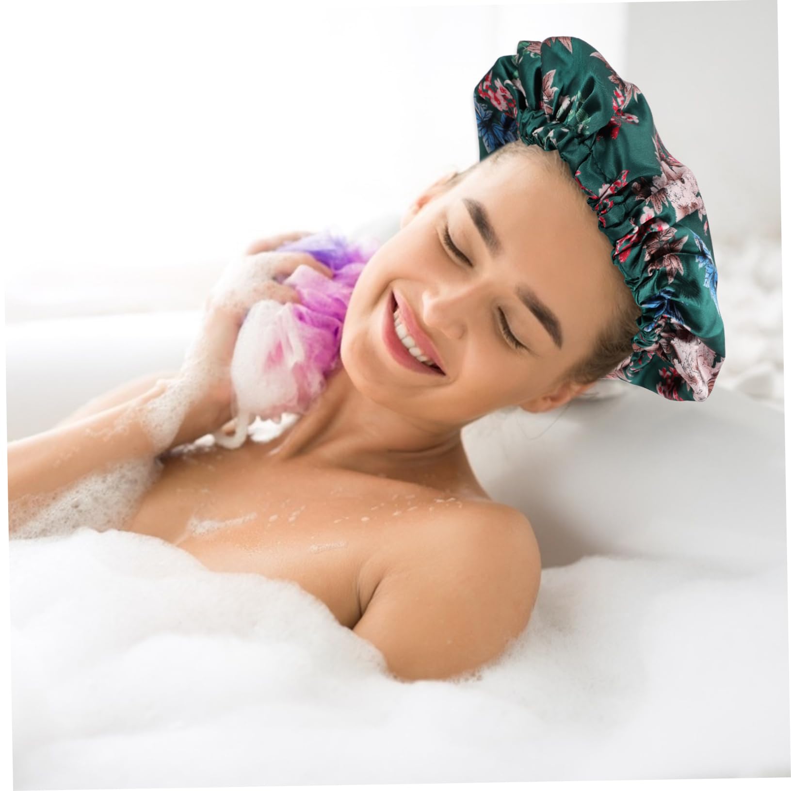 FRCOLOR 5stücke Damen Duschhaube Wasserdichte Satin Duschmütze Elastische Badekappe Für Haarpflege Multifunktional Für Zuhause Reisen Und Spa Peoniengrün Robust Und Langlebig