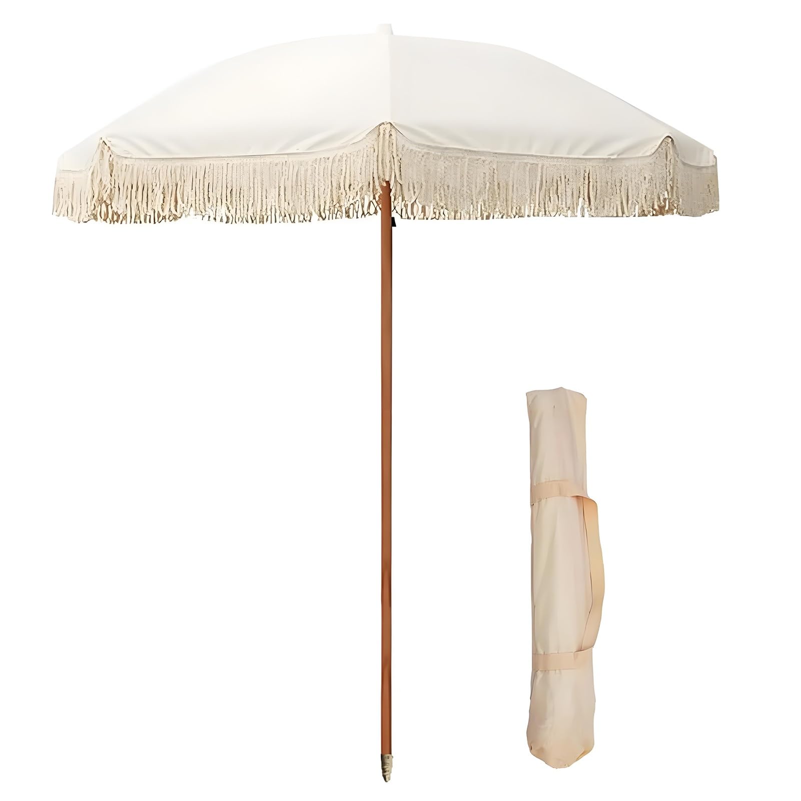 200 cm frędzlowany parasol ogrodowy, przenośny boho uchylny beach parasol, wodoodporny parasol z frędzlami