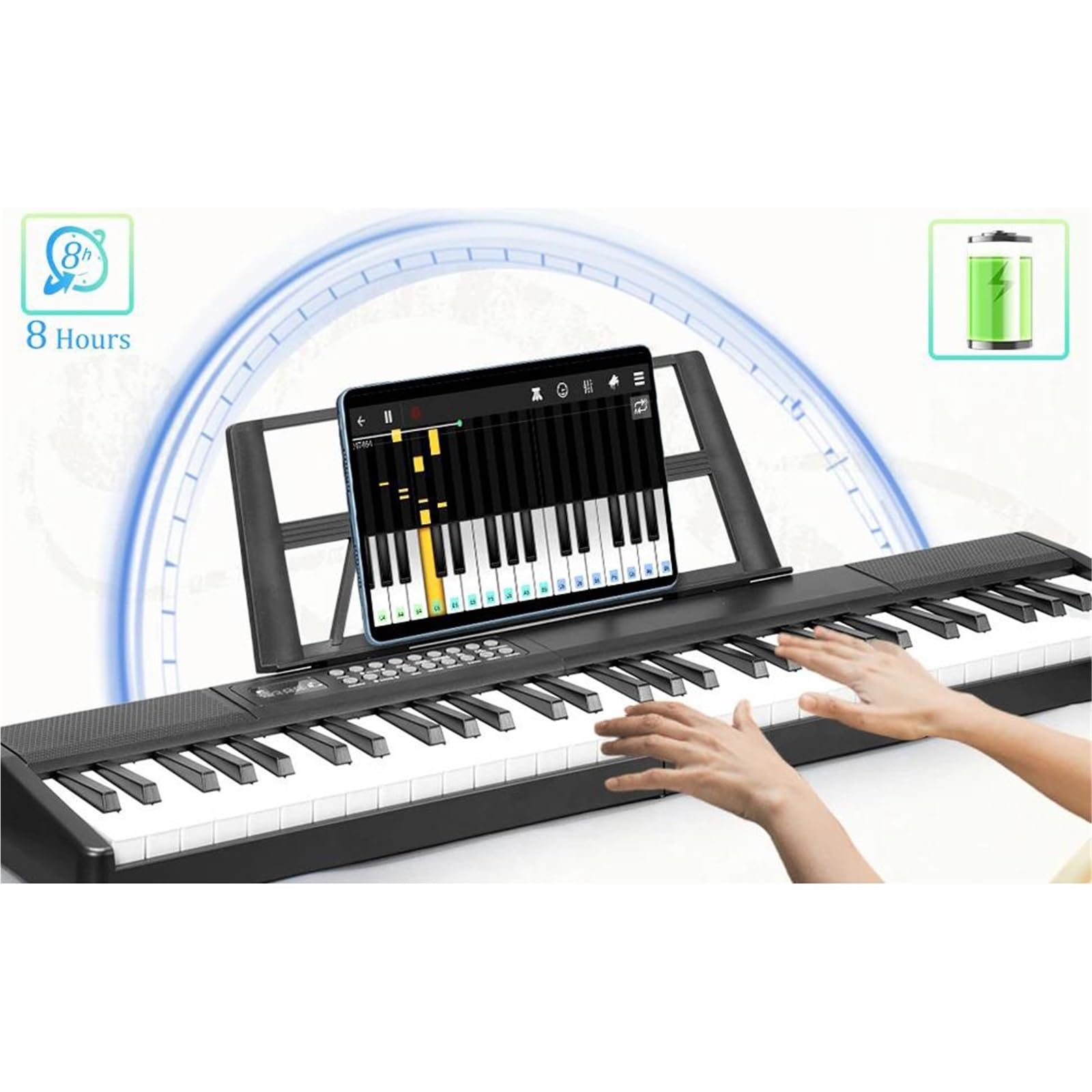 Pianino Elektroniczne Pianino Przenośne Składane Dla Początkujących 61 Klawiszy 1000 Tonów 150 Utworów Demonstracyjnych