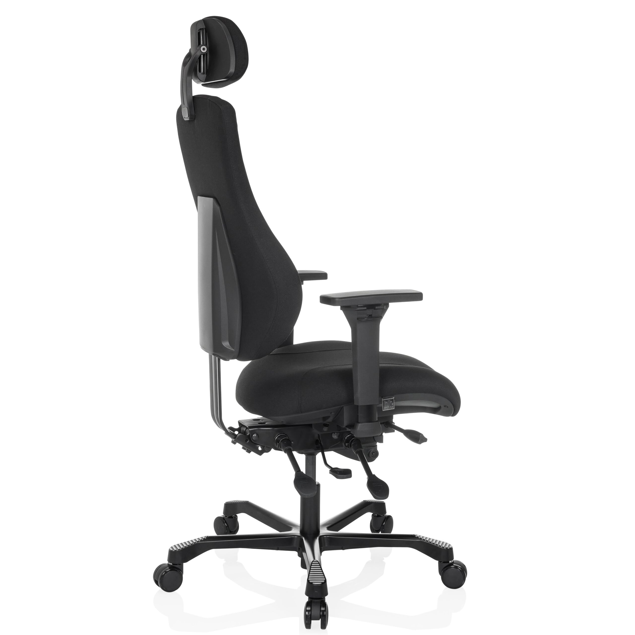hjh OFFICE Ergonomischer Arbeitsstuhl 24 Hours Basic Stoff, robuster XXL Drehstuhl für den 24h Einsatz, bis 150kg belastbar, Schwarz
