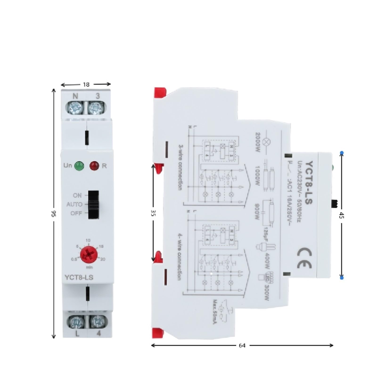 Relè temporizzatore multifunzione 16A AC 230V 50/60Hz Din Rail Lo stato del ritardo è indicato dal LED
