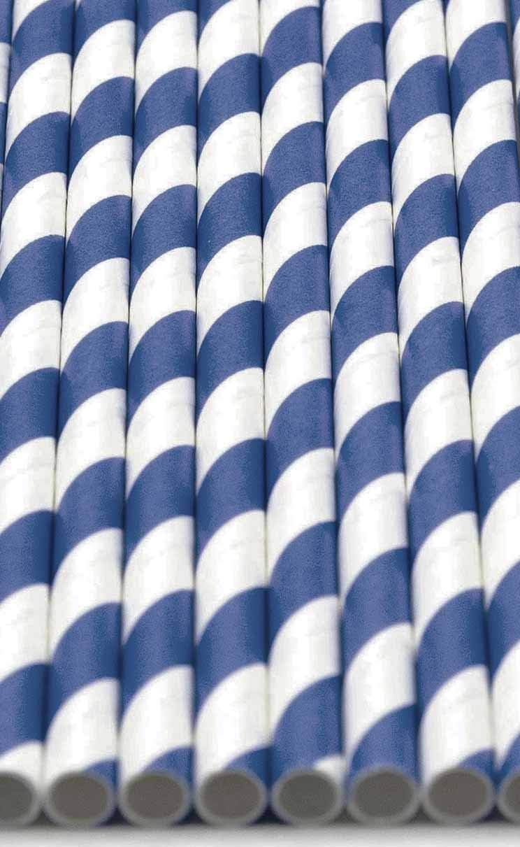 Heavy-Duty 4-Ply Paper Drinking Straws – Long-Lasting, Biodegradable, Compostable (Navy Blue Swirls, 300-Count)