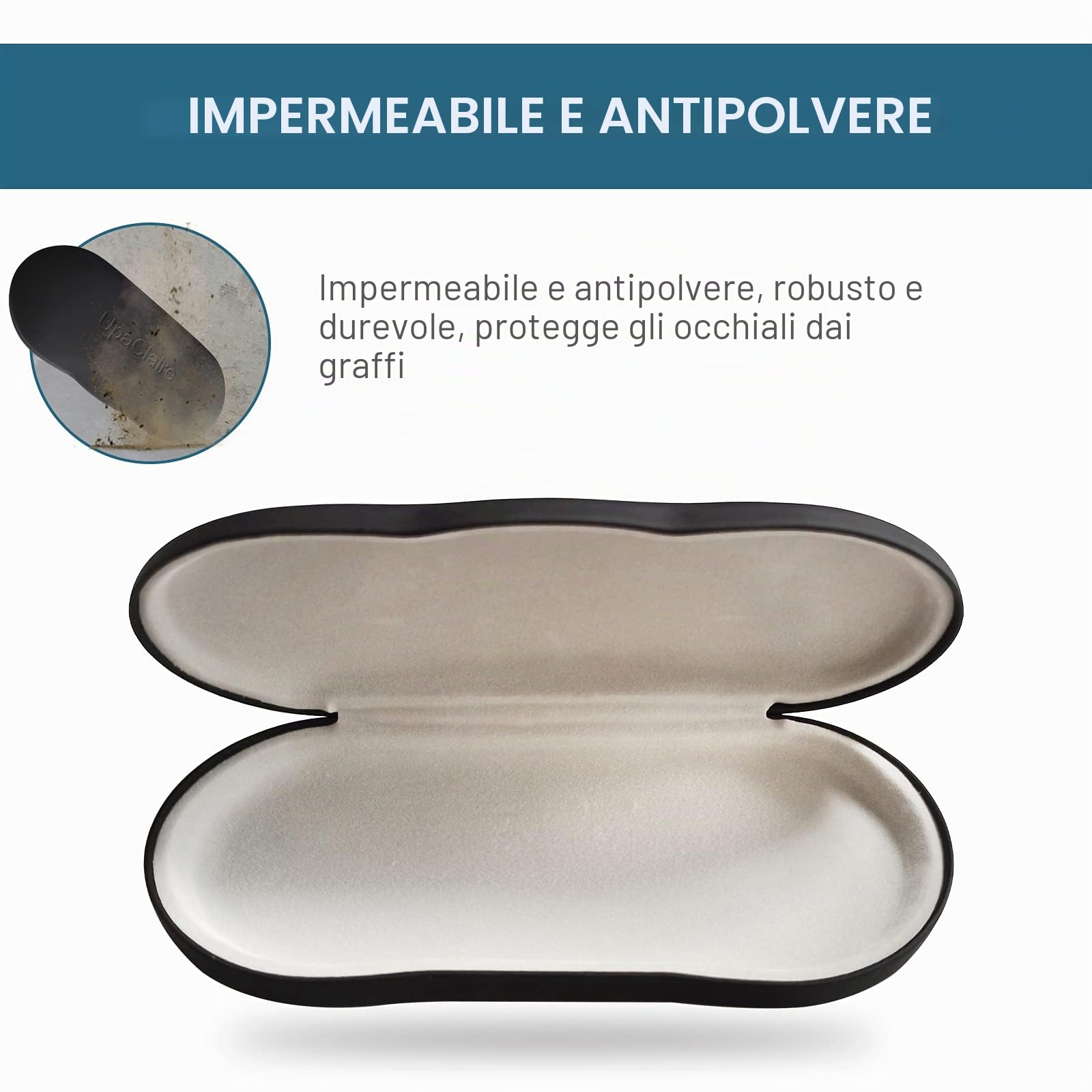 UpaClaire Brillenetui zum Anklippen Slim Hartschale Ultraleicht Retro Flach Brillen Aufbewahrungsbox Kompressionsfest Schwarz