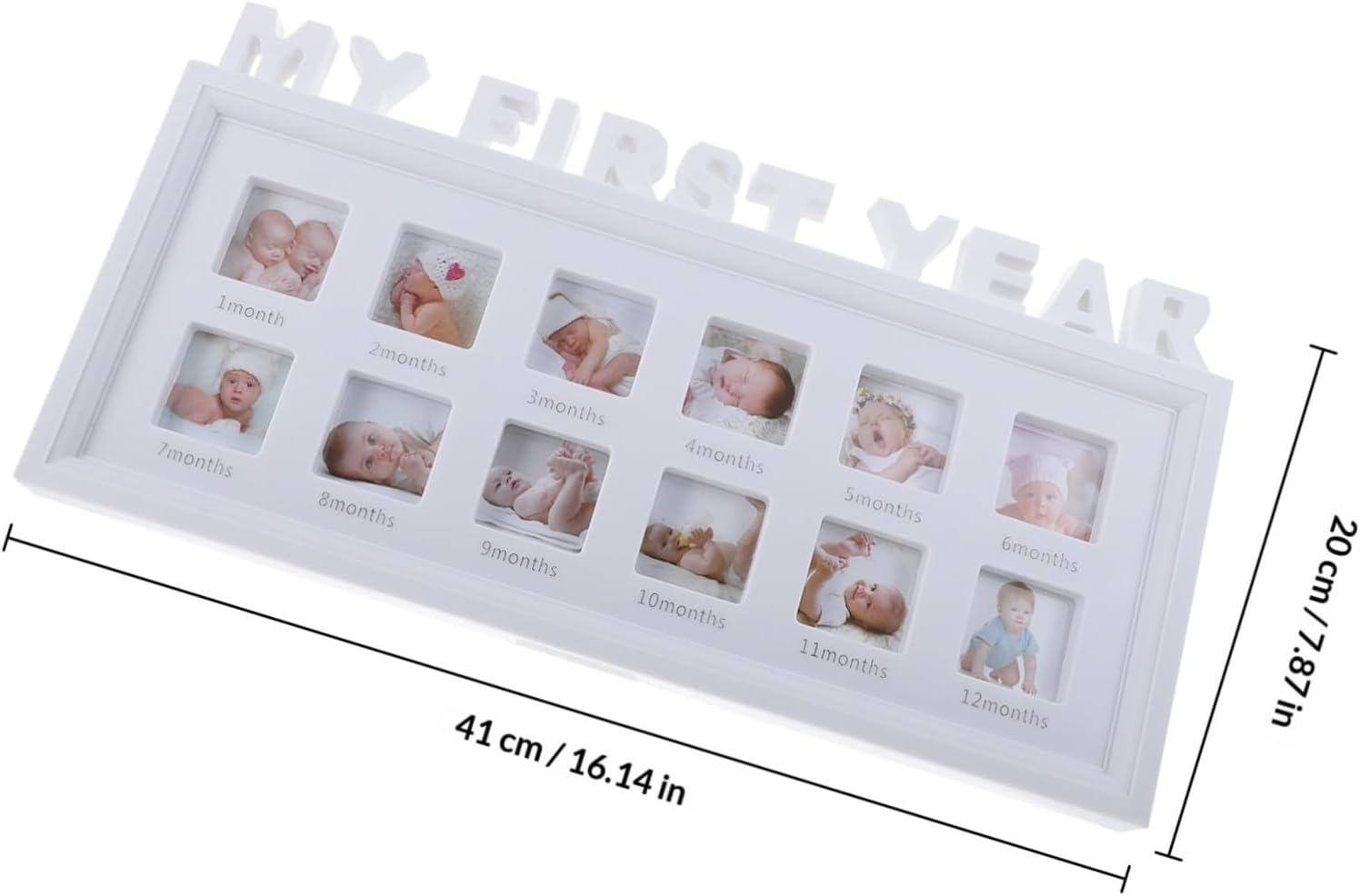 Toddmomy Unique Baby Photo Frame Keepsake Newborn 41x20cm Holds 12 Months Photos