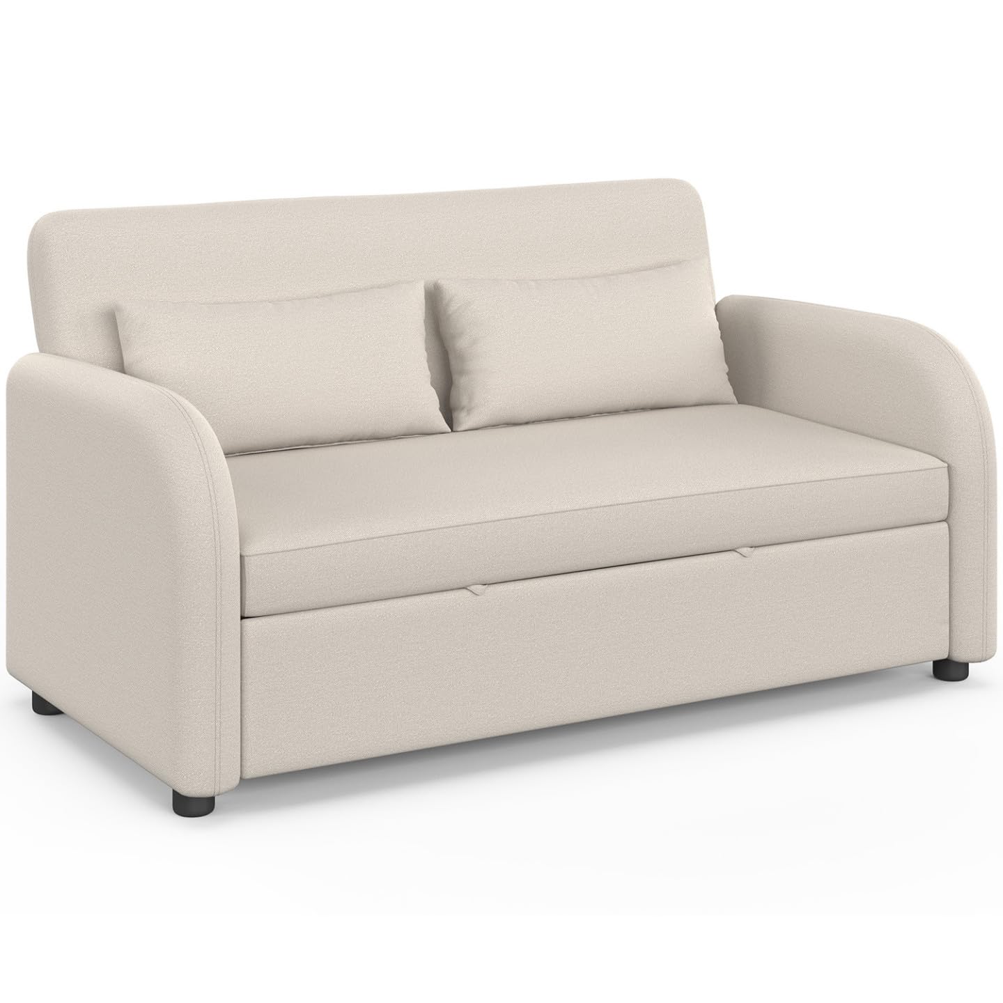 IDMarket - Canapé Droit 2 Places Convertible Noah en Tissu Beige