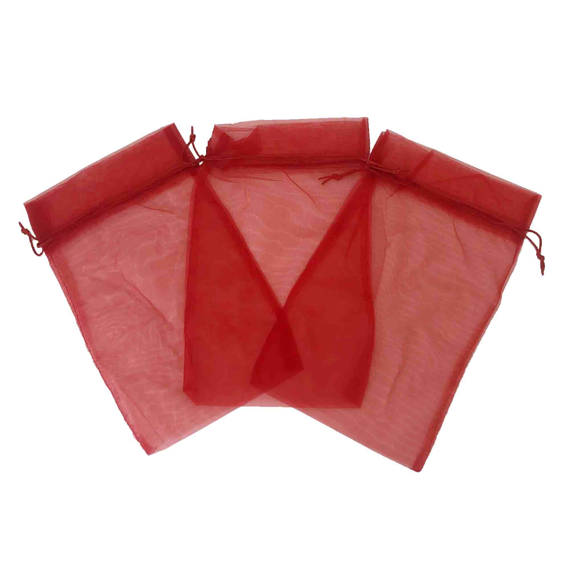 Bucasi 14x9 Large 30pcs Organza Gift Bags Drawstring Pouches for Party Wedding Favors (Red)