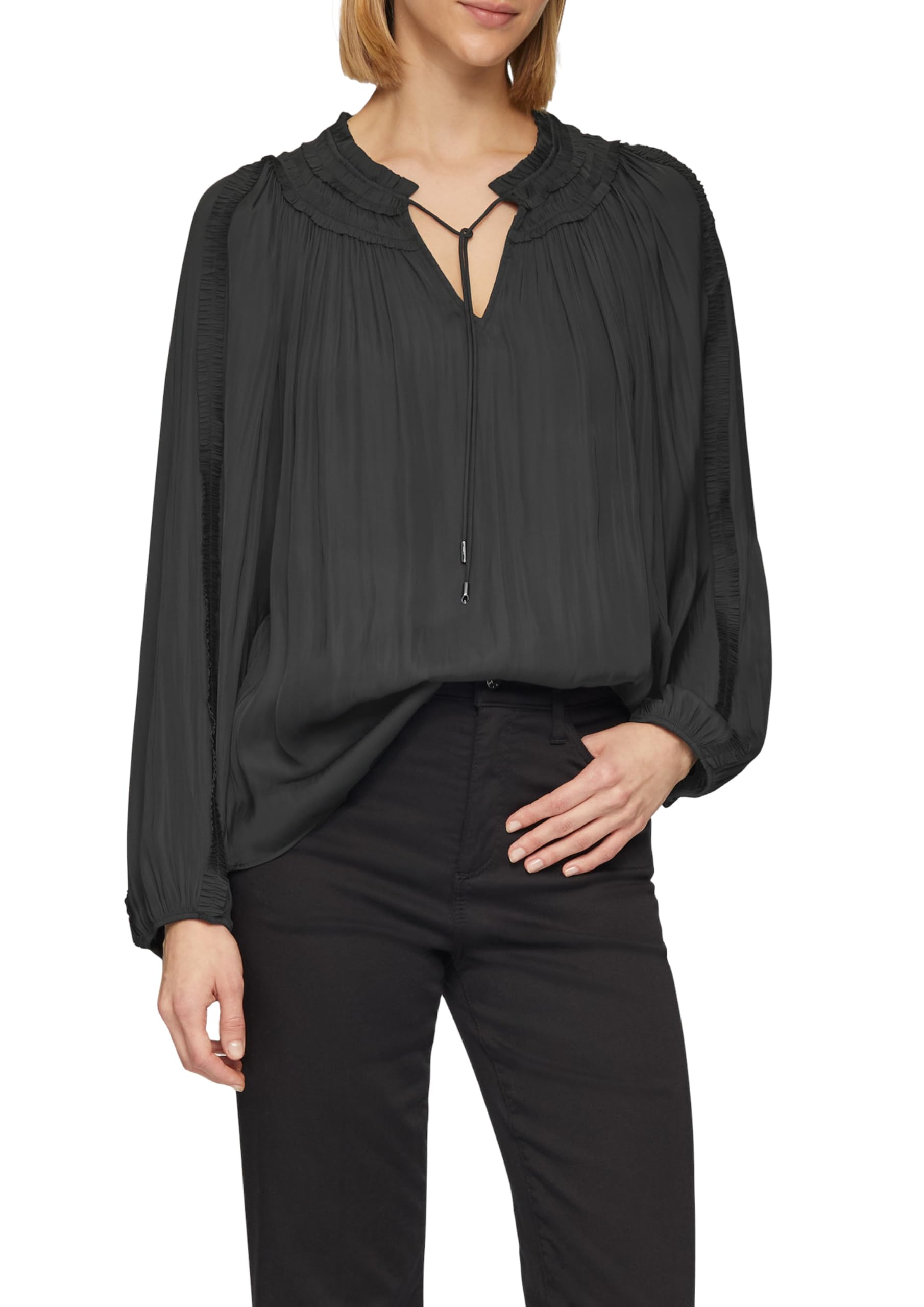 s.Oliver BLACK LABEL Tunic Blouse with Ruffle Detail, Black, 16