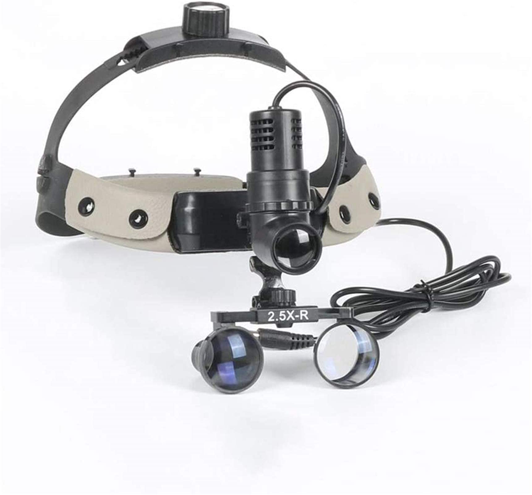 asdchZen Magnifying Glass Headband Magnifier Handheld Digital Magnifier Dental Surgical Binocular Loupes 2.5X Magnifier 3W Dental Surgical Headlight Leather Headband Loupe With Lightie