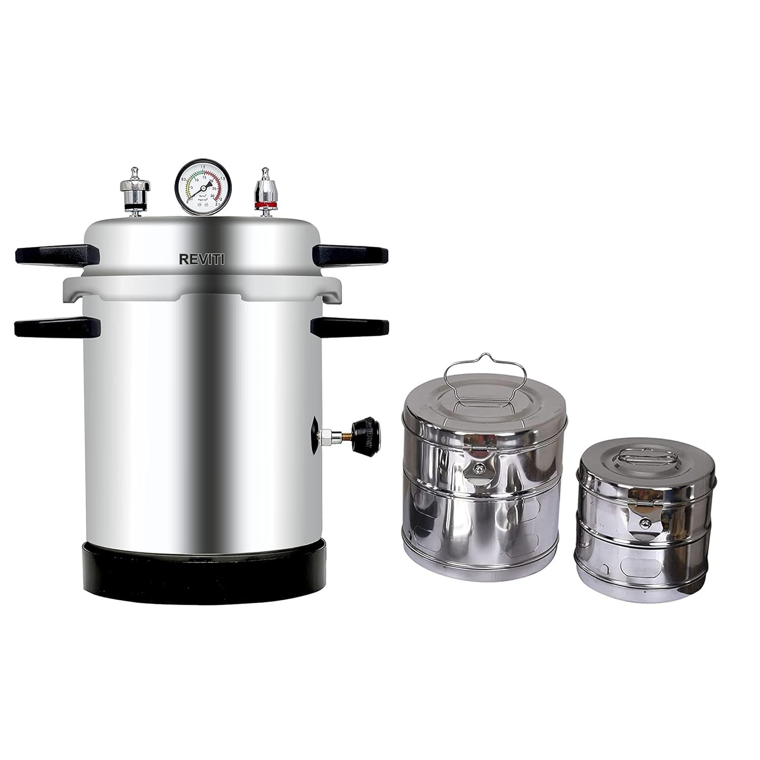 Autoclave médica de 13 litros con 2 cestas de esterilización | Esterilizador de vapor de aluminio | Elemento calefactor de cobre | Para medicina, odontología, laboratorio y veterinaria