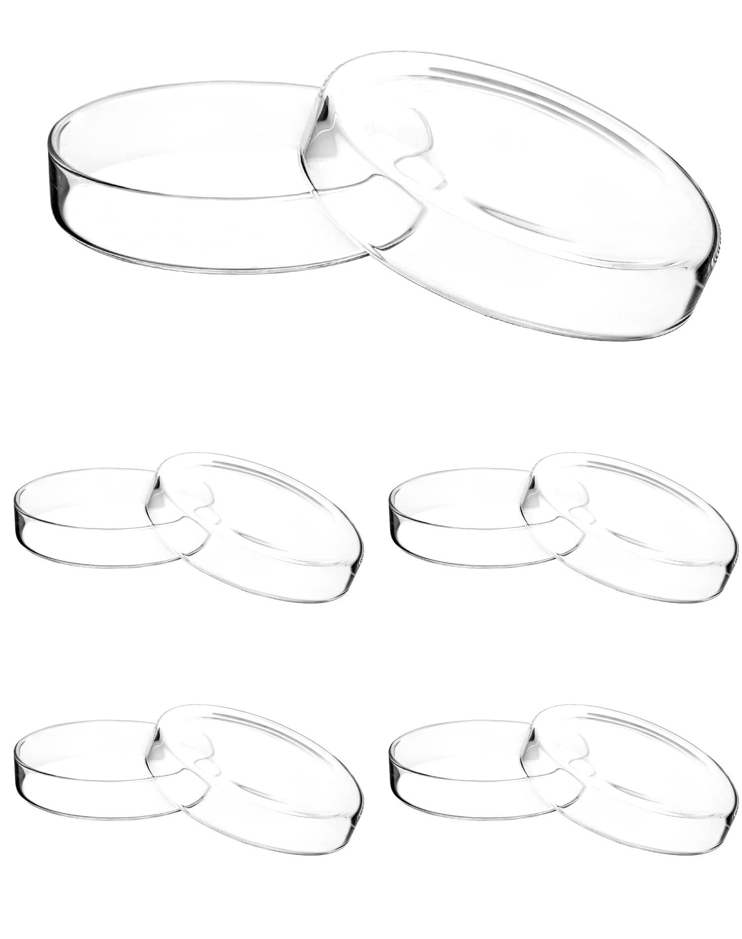 Placas de Petri de Vidrio Borosilicato con Tapas, Diámetro 60mm, 5 Piezas(120mm)