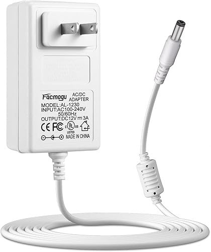 Miniatura 7 de Facmogu Adaptador de fuente de alimentación de 12 V 3 A, CA 100-240V a CC Transformadores de enchufe de pared de 12 voltios, adaptador de fuente de