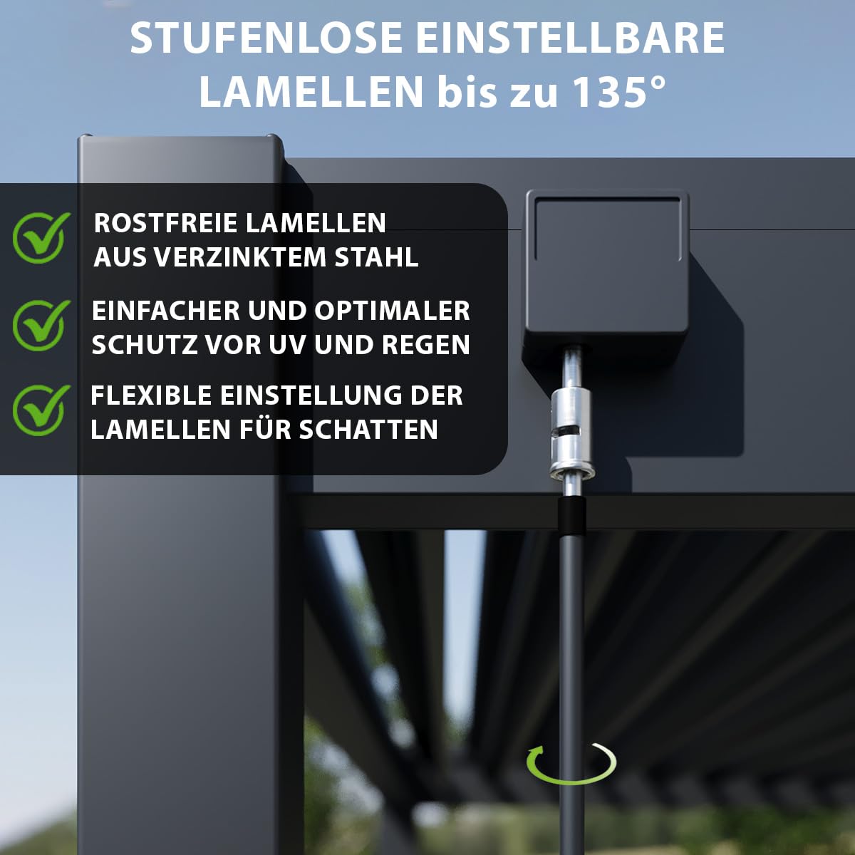 Weide Classic Pergola Aluminium freistehend 4 x 6 M Lamellendach Anthrazit Anthrazit