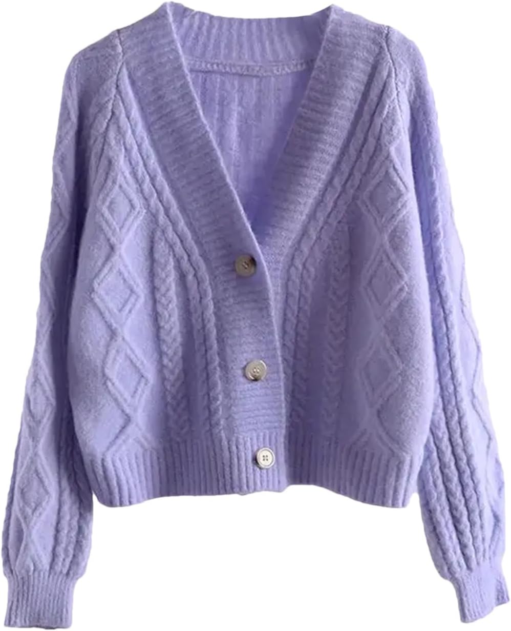 Autumn Winter Women's Knitted Cardigan Jacket Short Sweater Loose Knit Sweaters Casual Jumpers Jacket