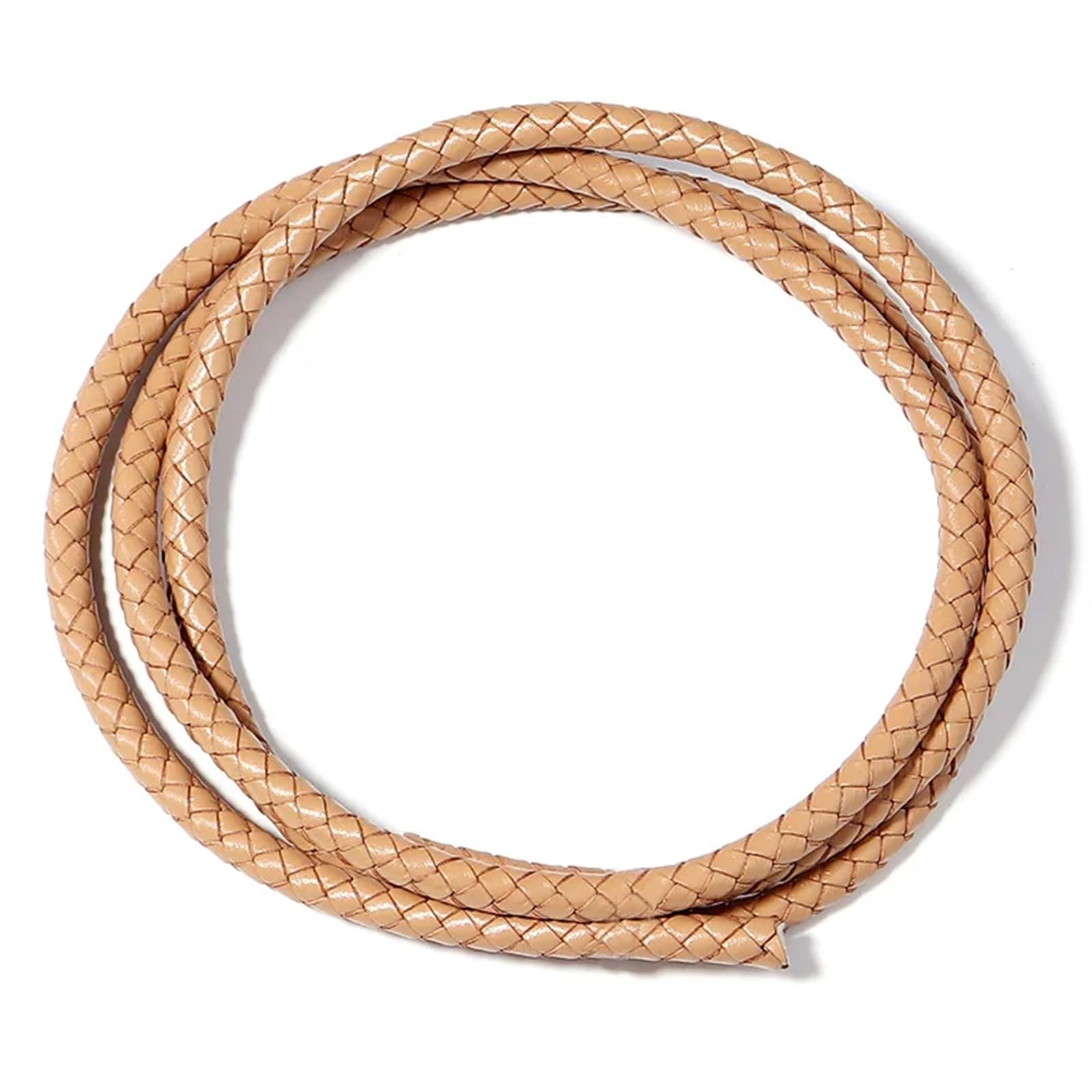 1m 6mm Braided Leather Cord Rope Fit Necklaces Bracelets Findings Leather Thread DIY Jewelry Making (Light Brown)