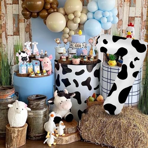 Image of 40 Inch Cow Print Balloon, Number 7 Balloons for 7th Birthday Decoration, Large Cow Number Balloons for Western Party Decor