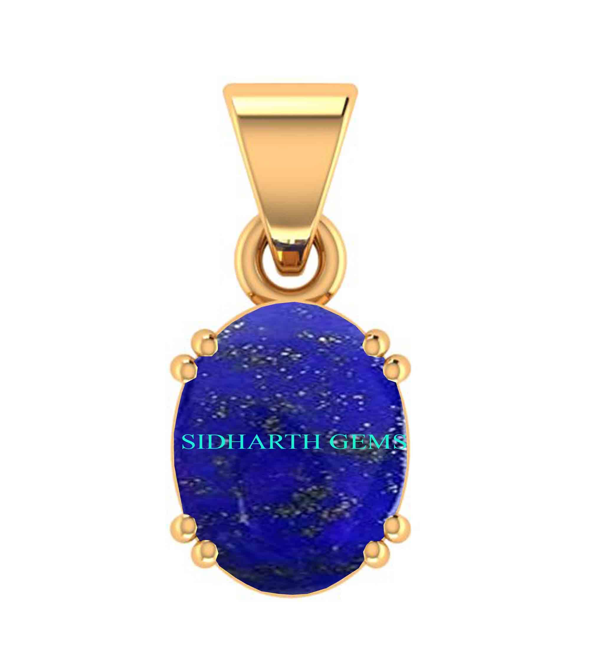 11.25 Ratti Lapis Lazuli Gold Plated Pendant Certified Natural Loose Lajwart for Men & Women
