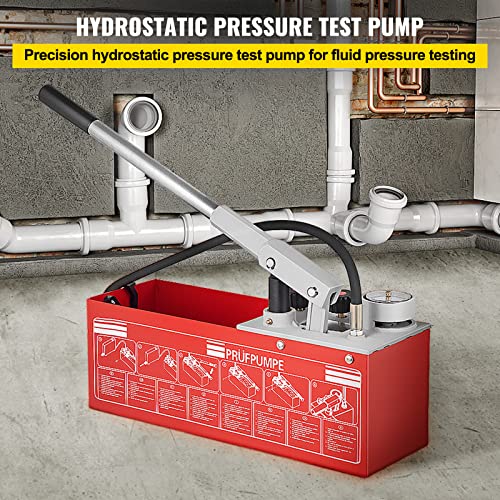 Image of VEVOR Hydrostatic Pressure Test Pump, Test Up to 60 bar /860 psi, 3.2 Gallon Tank, Hydraulic Manual Water Pressure Tester Kit w /Three-Unit Gauge & R 1 /2 inch Connection for Pipeline Fluid Pressure Testing
