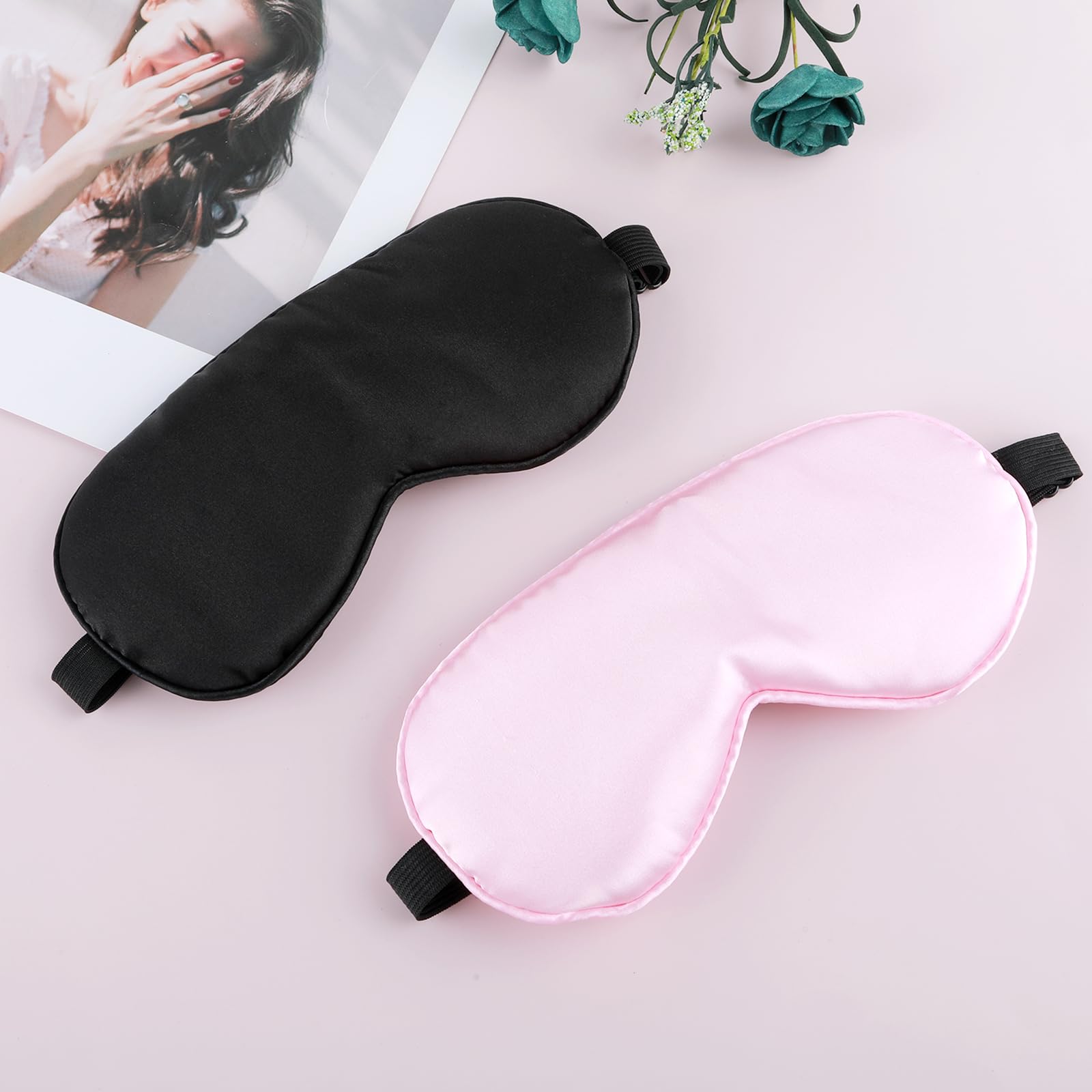 2 Maschere Notturne In Raso Regolabili: Dormi Come Un Sogno! Morbide, Lunghe 150 Cm, Perfette Per Viaggi, Yoga E Giochi Di Ruolo. Colore: Bordeaux E Nero.