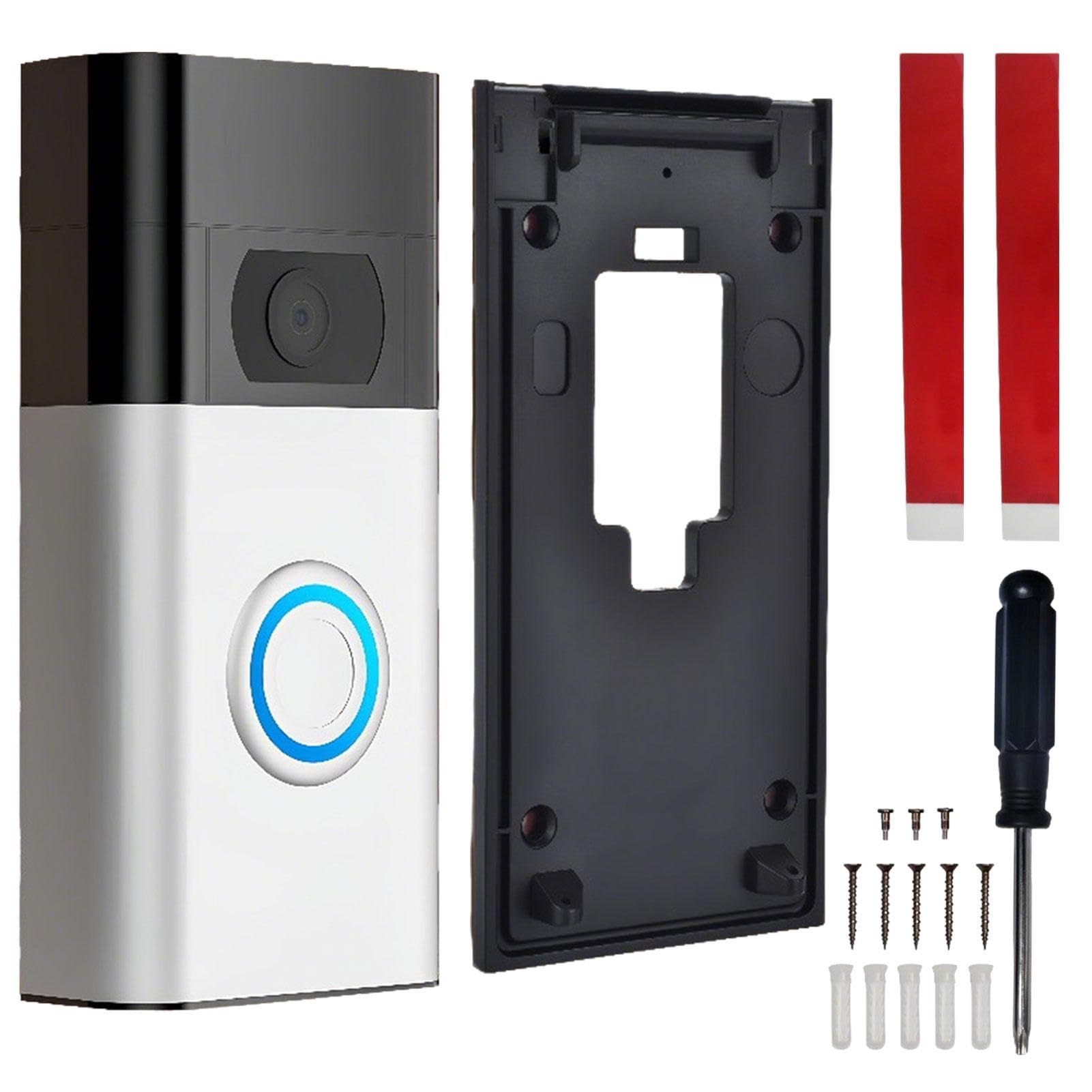 Replacement Wall Mount Bracket for 2nd Generation Ring Doorbell, No Drill Doorbell Mount Strong Self-Adhesive Plate, Ring Doorbell Accessories, Adhesive Door Holder for Homes, Apartments and Offices