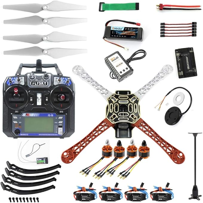 Qwinout Diy F450 450mm Airframe 2 4g 6ch Rc Quadcopter Arf Combo Full Set Drone With Gps Apm2 8 Flight Controller All Parts Included For Ready To Fly Unassembly Toys Games Amazon Com