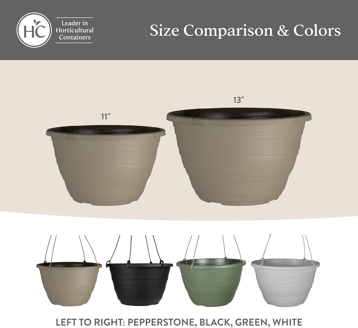 The HC Companies Wrapt Hanging Planters - Lightweight Plant Pot Hanger for Hanging Plants, Vegetables & Herbs - Outdoor & Indoor Hanging Basket for Plants (11" Black, Pack of 1)