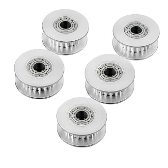 5PCS GT2 Idler Pulley 5mm Bore, FBHDZVV Bearing 20 Teeth Aluminum 6mm Width Timing Belt Idler Pulley Wheel for 3D Printer 6mm Width Timing Belt