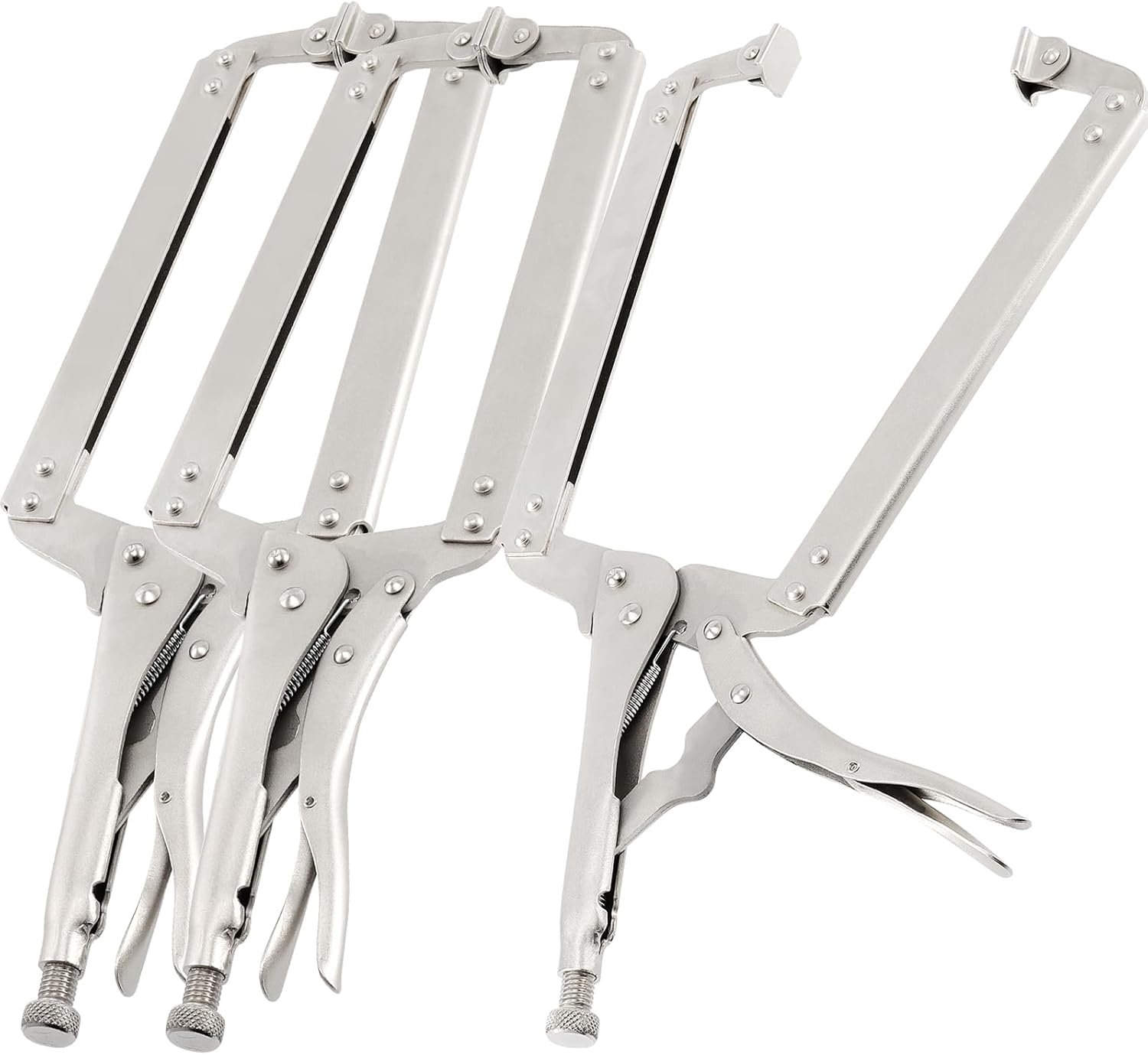 JOIKIT 3PCS 18 Inch C-Clamp Locking Pliers, Welding Pliers Set, Large Face C Clamp with Swivel Pads, Vise Grip C-Clamp for Woodworking Carpentry, Welding, Electrical Equipment