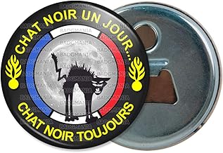 Badgmania Décapsuleur Aimanté Magnet Ecusson Chat Noir Un Jour Chat Noir Toujours Ecriture Jaune Chat sur Lune Ouvre Bouteille Refrigerateur Idée Cadeau