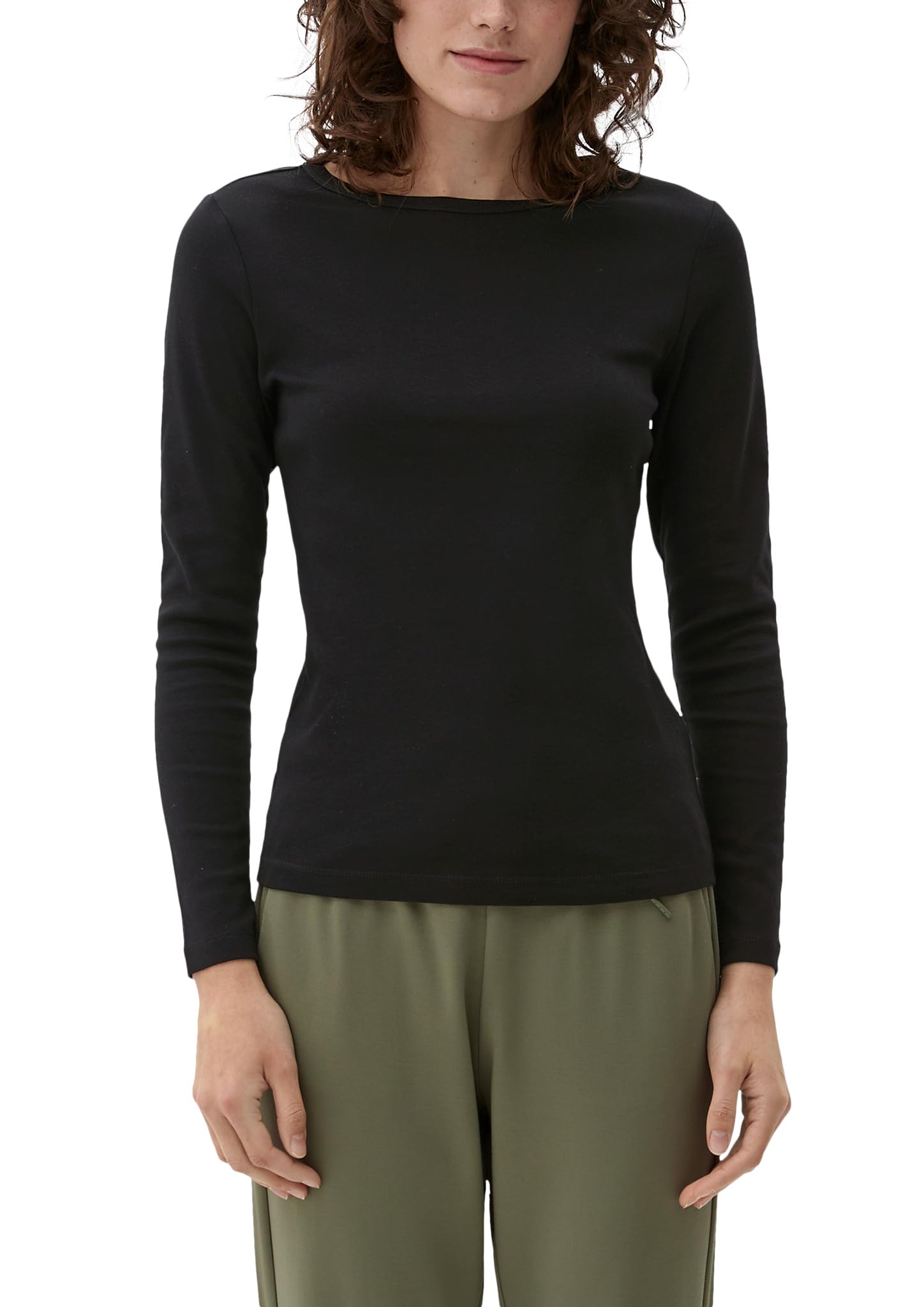 s.Oliver Long Sleeve with Ribbed Structure in Navy, 9999 Black, 12
