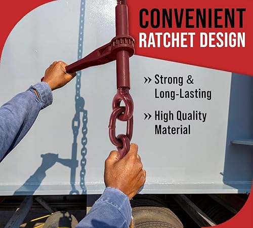 Miniatura 3 de Mytee Products Paquete de 2 carpetas de carga de palanca de trinquete resistente de 38"-12" con ganchos de agarre límite de carga de trabajo de