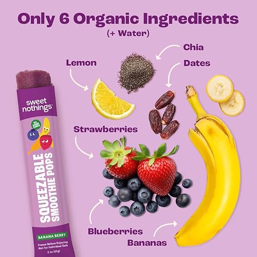 Vista 12 de Sweet Nothings, Strawberry - Paletas de helado orgánicas para niños con sabor a frutas, paquete económico de 24 unidades, sin colorantes, sin azúcar