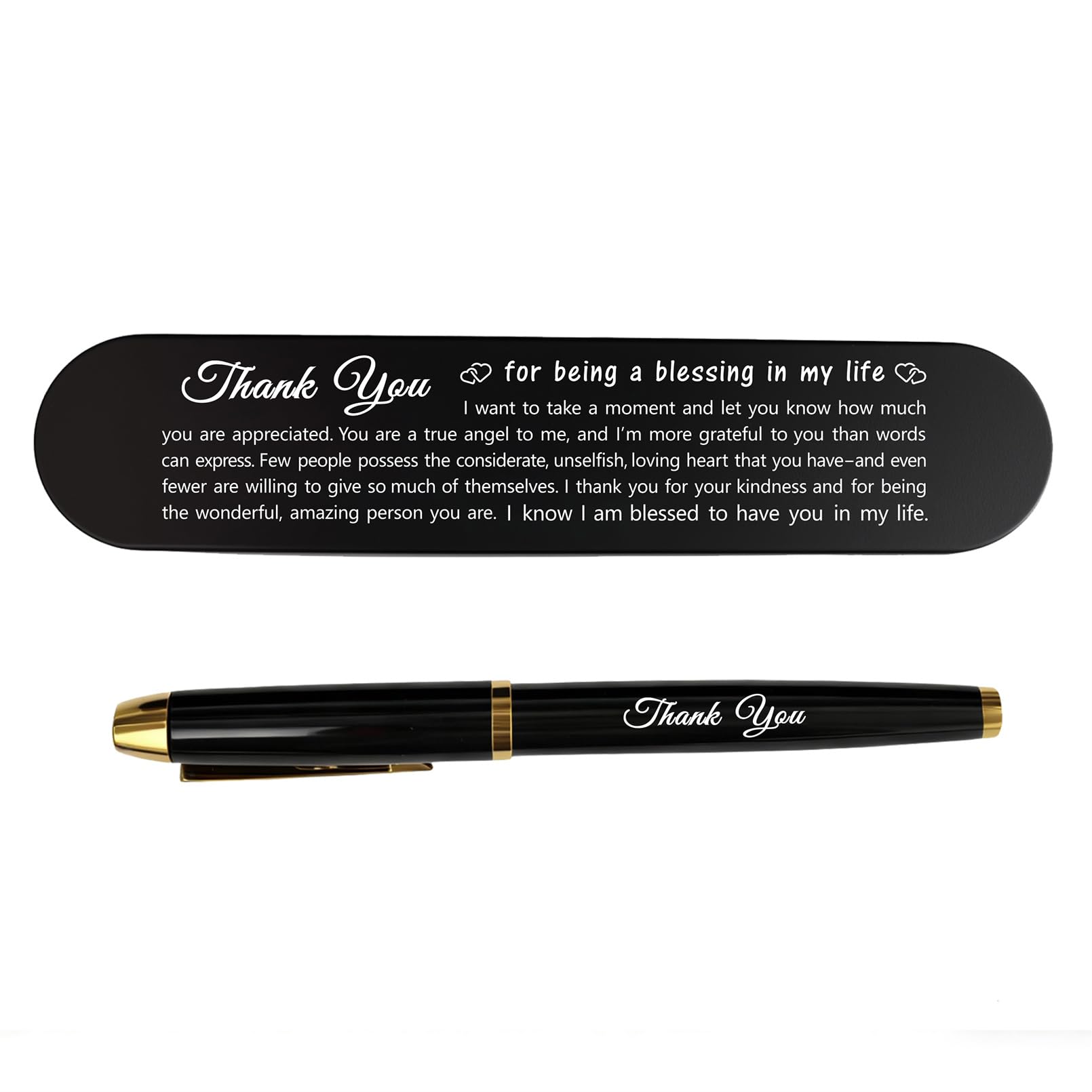 iyaone Thank You Gift Pen with Metal Box - Engraved Gel Ink Pen for Friends, Thank You Gifts for for Women & Men Appreciation Present - Image 2