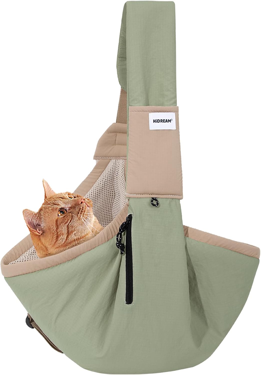 ETIAL Hands Free Dog Carrier Sling, Breathable Mesh Dog Walking Bag Crossbody with Adjustable Strap Buckle & Safety Harness, Pet Carrying Supplies for 5-18lb Puppy Kitten Outdoor Travel (Green)