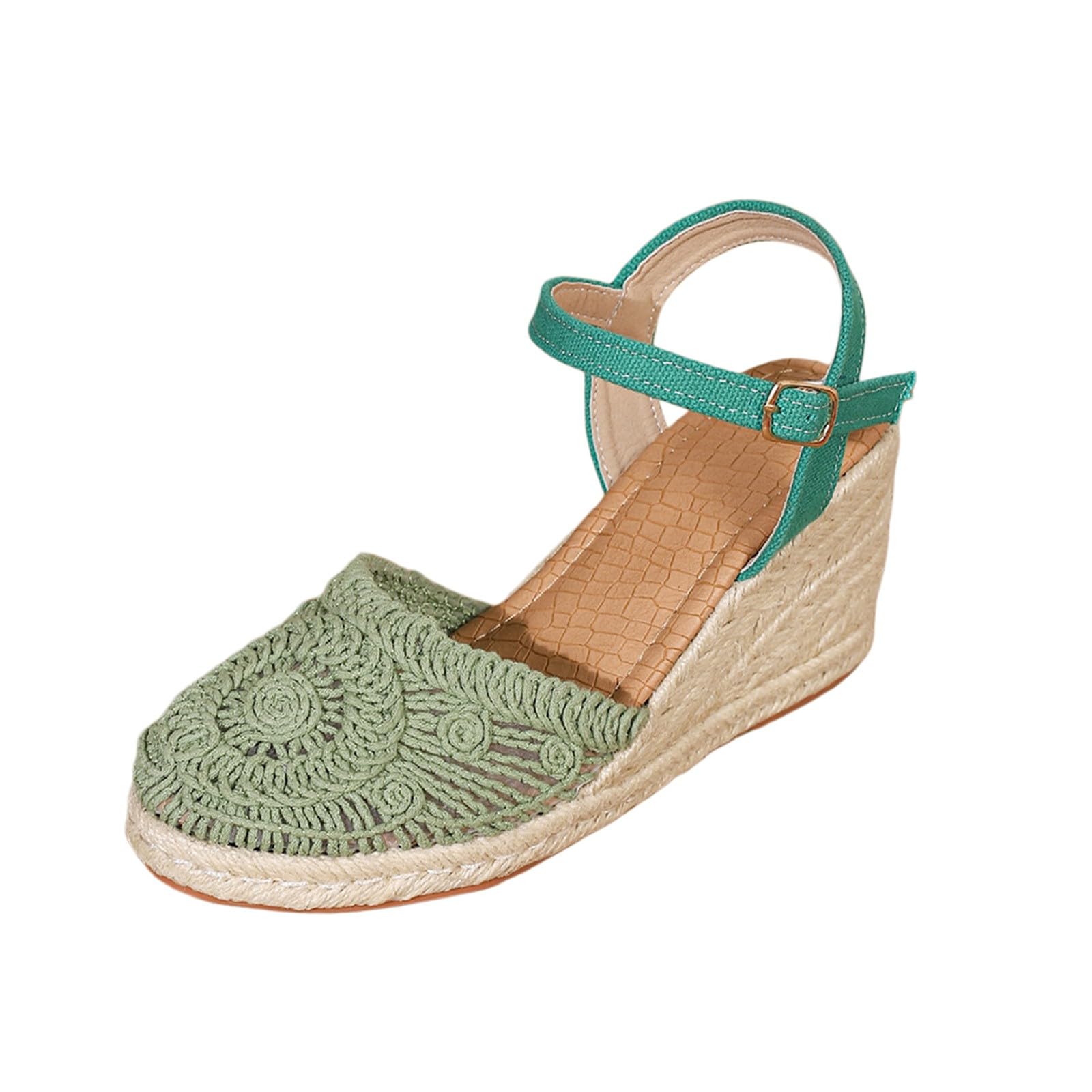 Chaussures décontractées d'été compensées : sangle réglable et bout fermé femme - 8